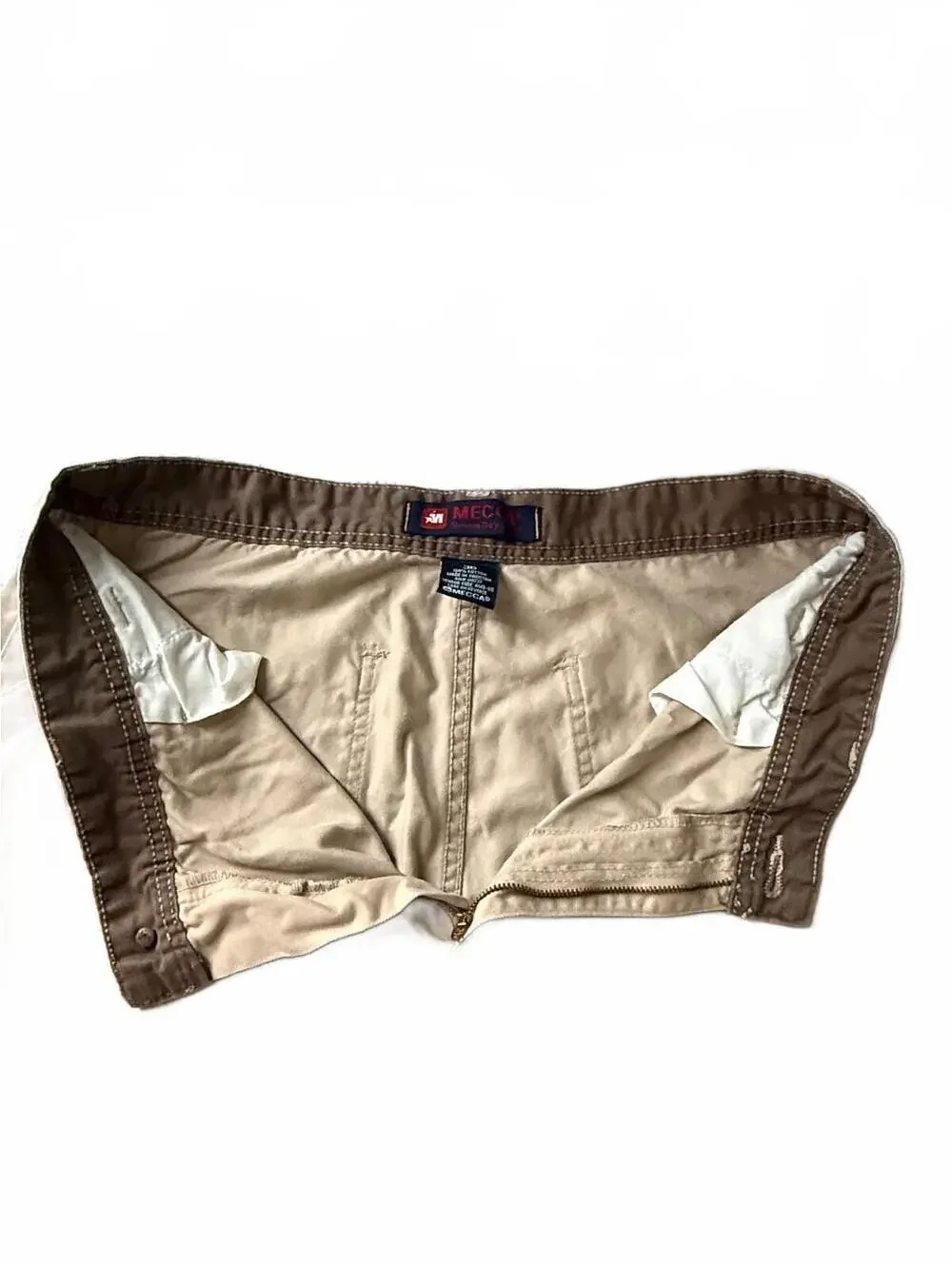 Vtg Mecca USA Mens Cargo Shorts Size 36 Baggy Khaki Tan Cotton Hip Hop Y2K